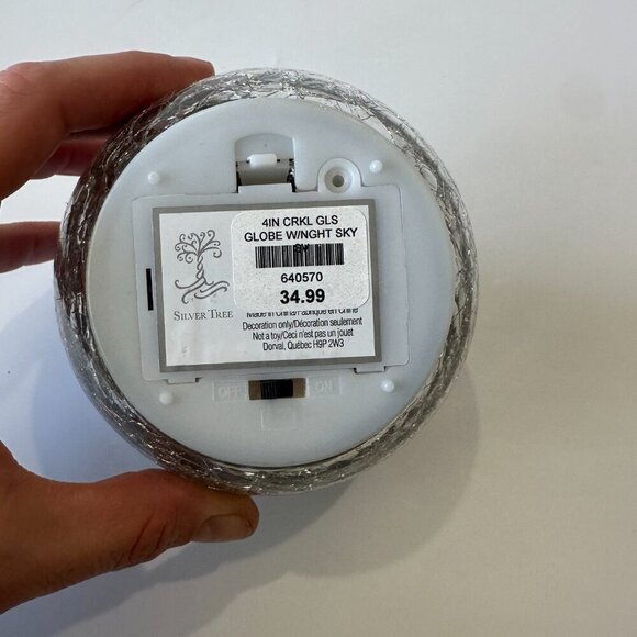 Silver Crinkle Glass Light Up Globe with Night Sky Stars & Moon - Picture 4 of 4